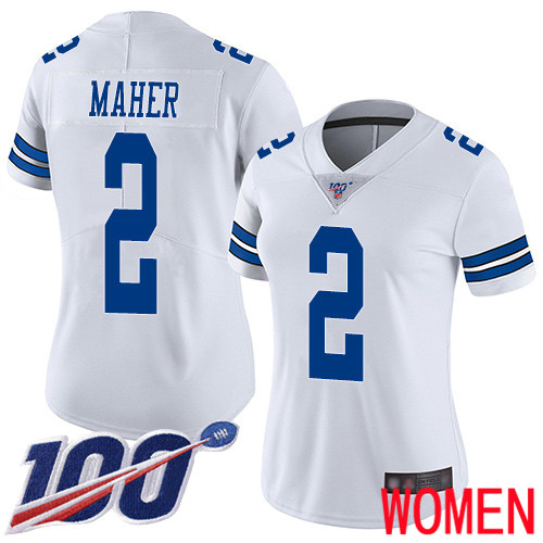 Women Dallas Cowboys Limited White Brett Maher Road #2 100th Season Vapor Untouchable NFL Jersey->women nfl jersey->Women Jersey